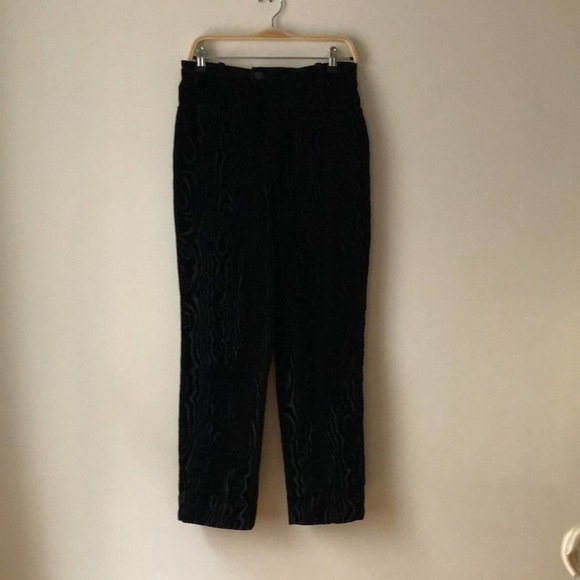 Le Chateau Vintage Devoré Velvet Burnout Wood Grain Pattern Black Pants - 11 - Picture 2 of 10